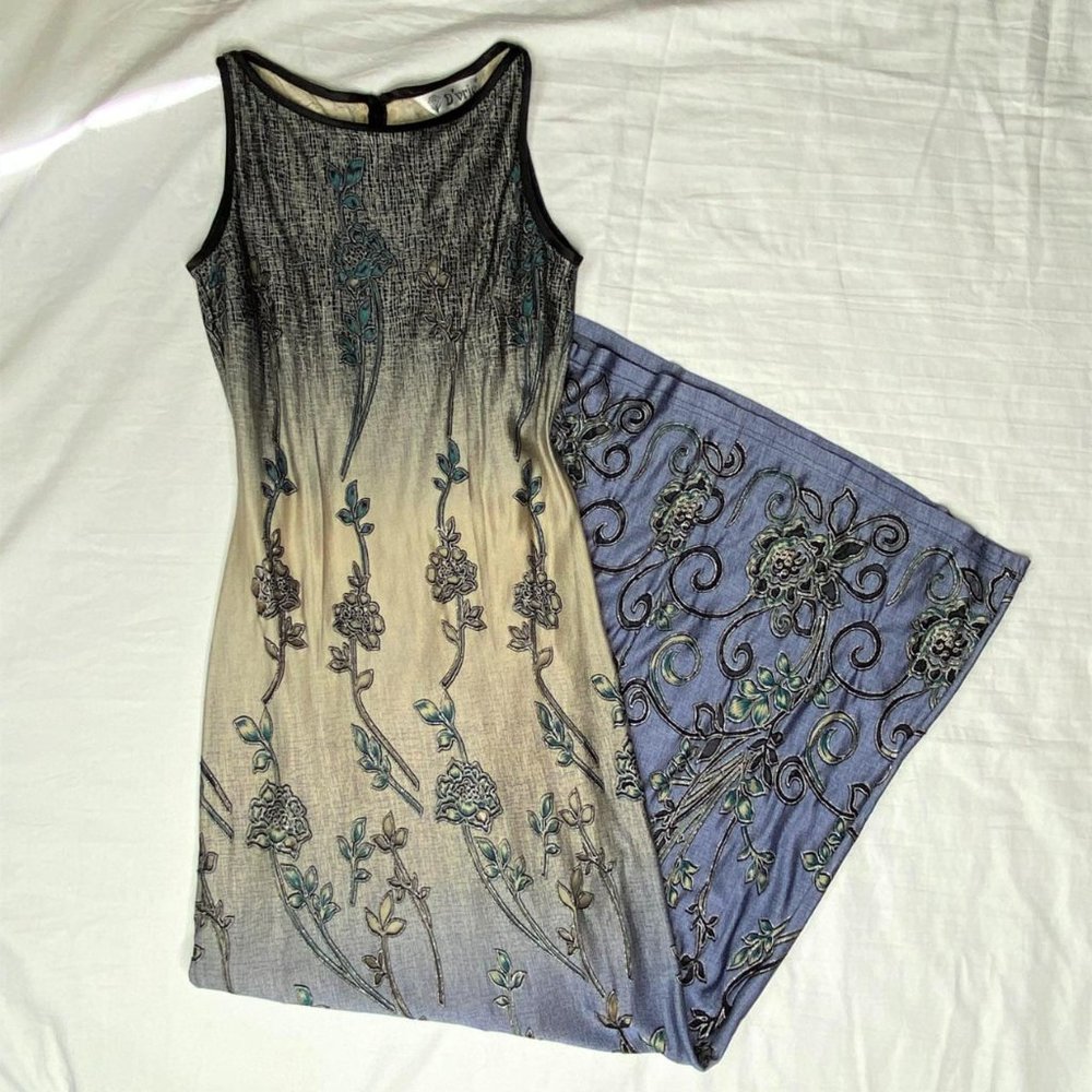 Ombre Glitter Floral Vine Fairy Glam Maxi Prom Dress Prom Gown